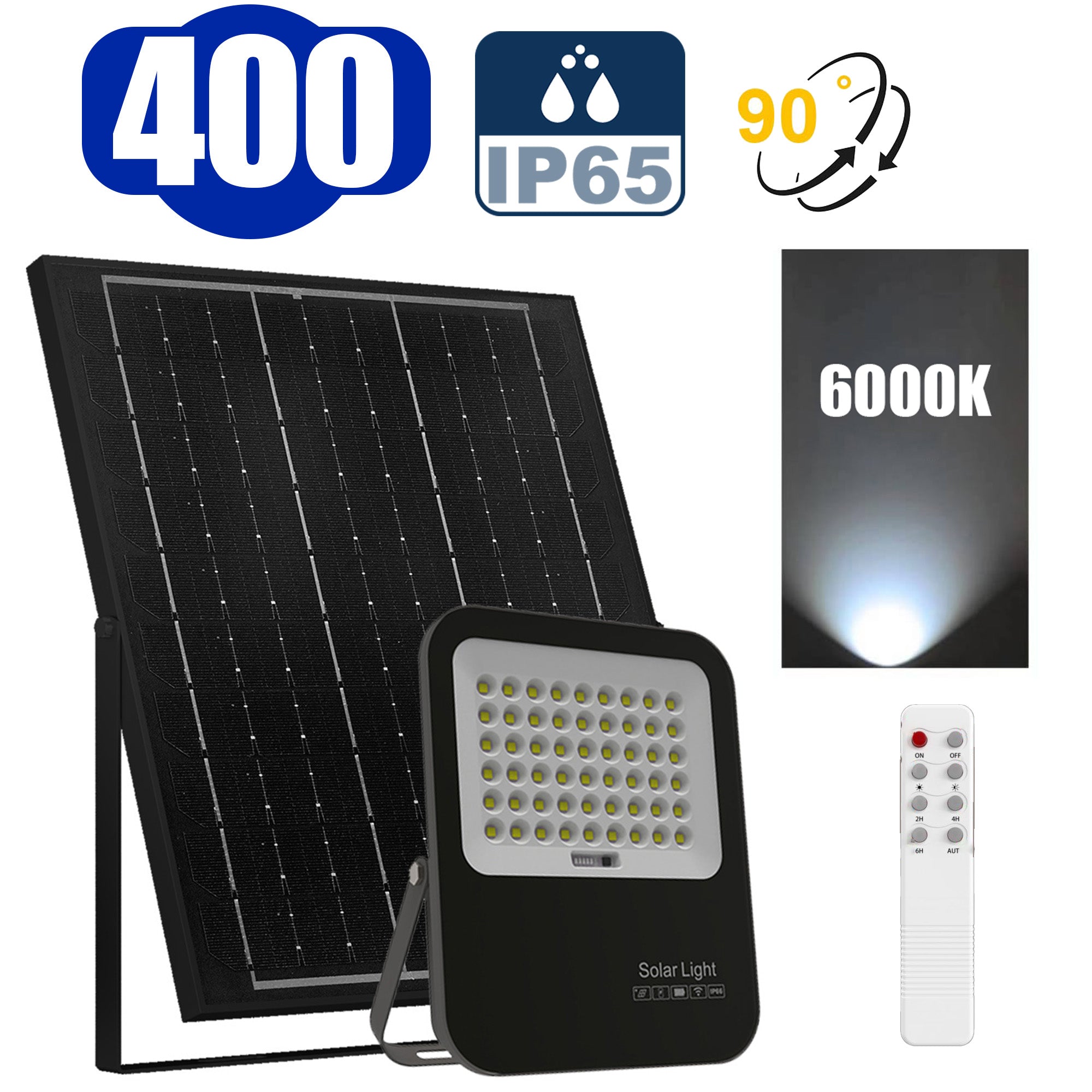 BIG BOY V3 - Solar LED Floodlight - FULL BLACK Monocrystalline Solar Panel - Remote Control - Aluminium Housing - 6000k