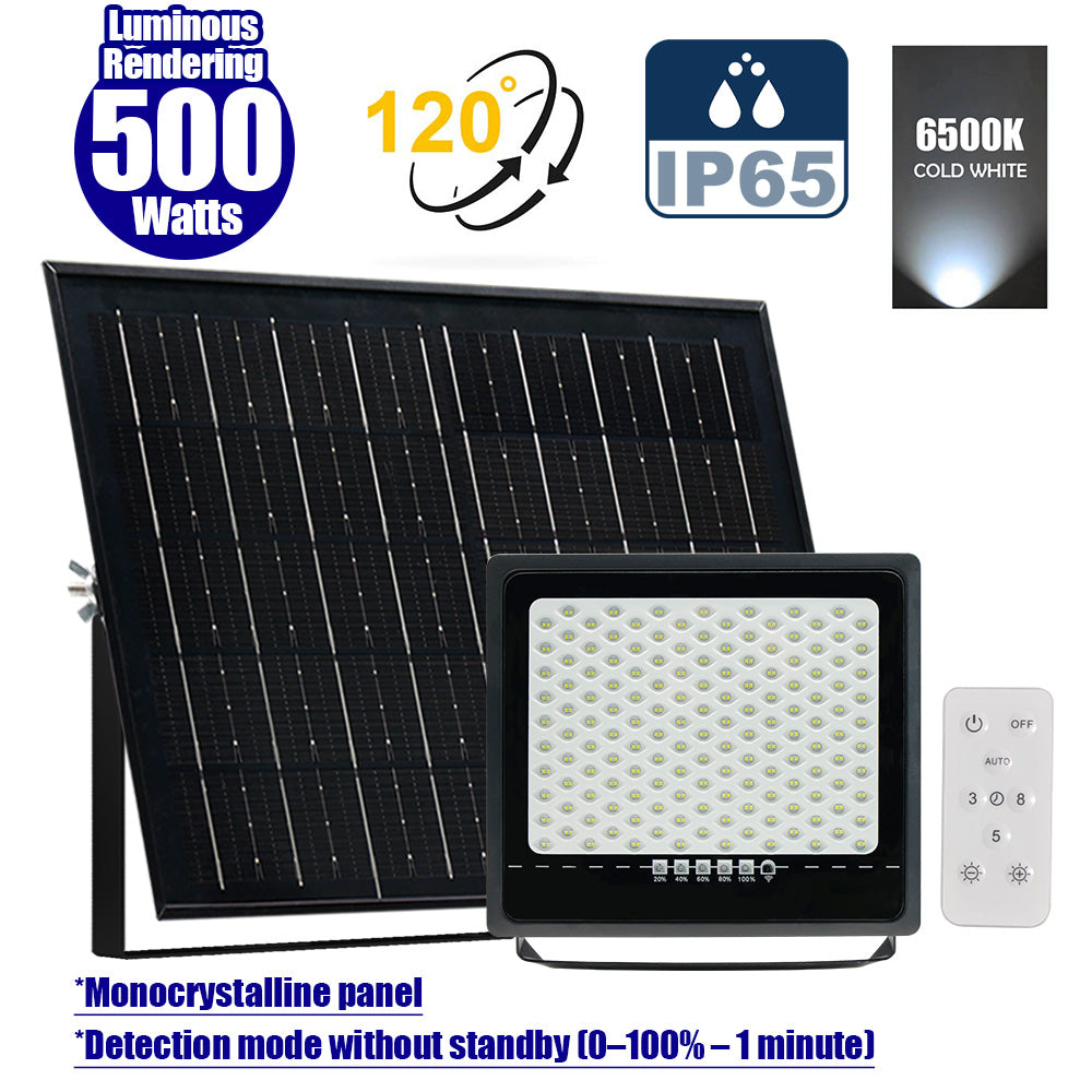 Solar LED Floodlight – SECURITY ULTRA Series - Up to 4000 Luminous - IP65 – MONOCRYSTALLINE Solar Panel - Detection mode without standby (0–100% – 1 minute) - 6500k