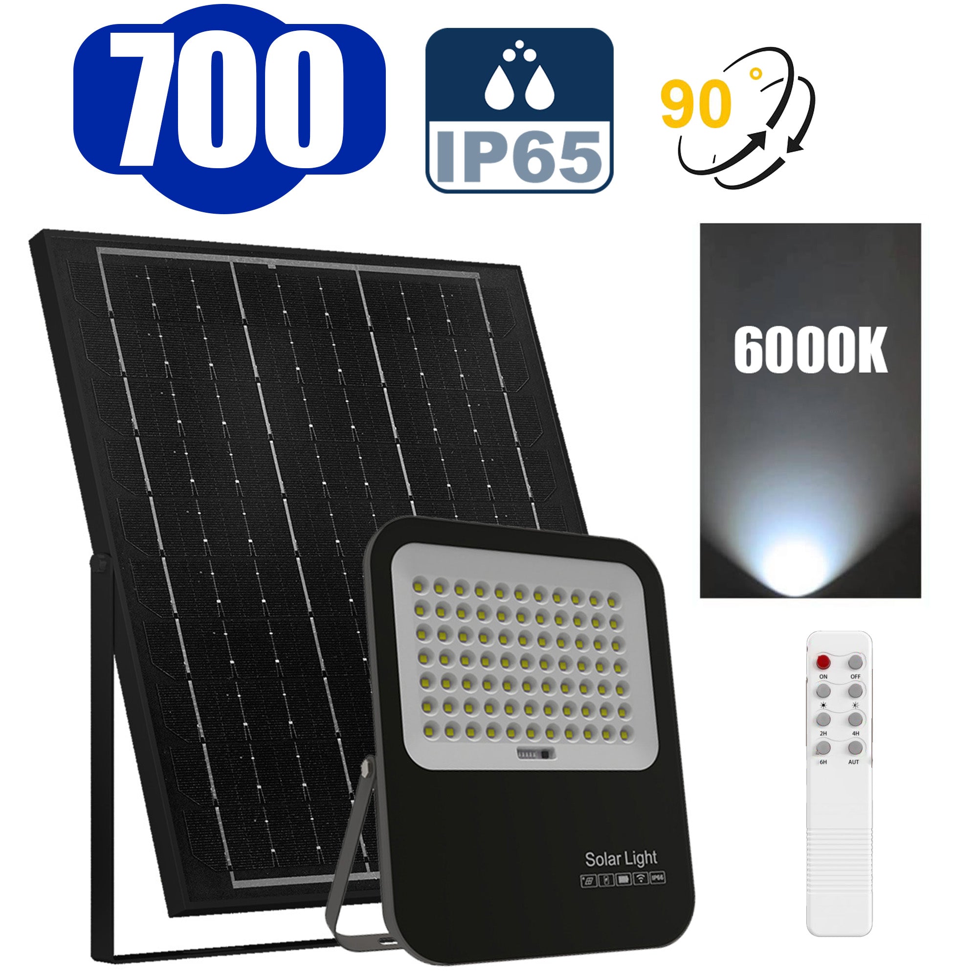 BIG BOY V3 - Solar LED Floodlight - FULL BLACK Monocrystalline Solar Panel - Remote Control - Aluminium Housing - 6000k