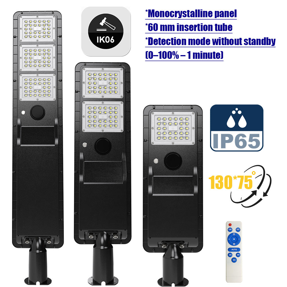 Solar - LED Light for Lamp Post / Street and Parking Lamp - POWER EVO V2 Series - IP65 - MONOCRYSTALLINE Panel - Detection mode without standby (0–100% – 1 minute)