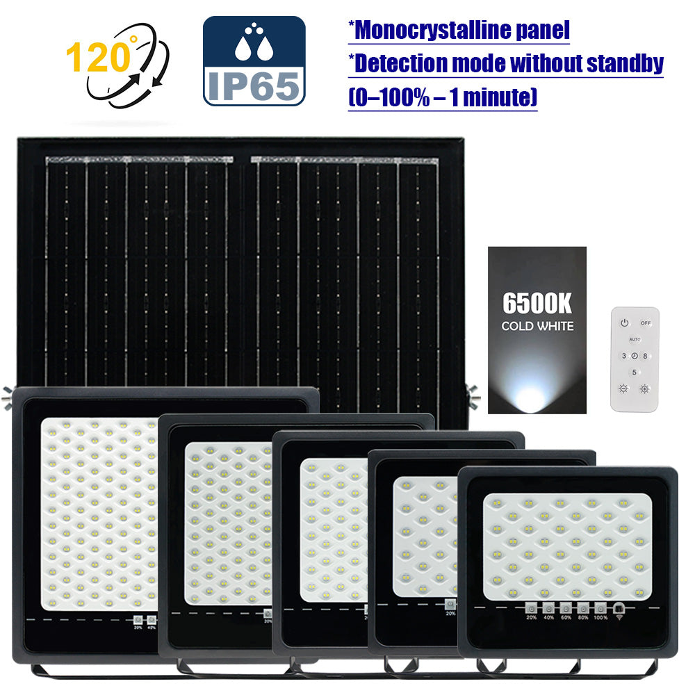 Solar LED Floodlight – SECURITY ULTRA Series - Up to 4000 Luminous - IP65 – MONOCRYSTALLINE Solar Panel - Detection mode without standby (0–100% – 1 minute) - 6500k